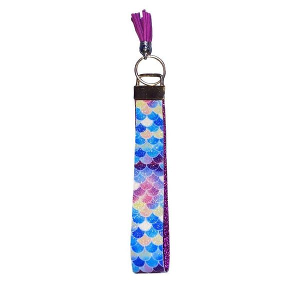 ☀️3/$12☀️ Mermaid Printed Faux Leather Keychain Holder - Picture 1 of 4